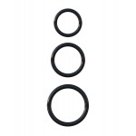 Набор из трех черных эрекционных колец Silicone 3-Ring Stamina Set